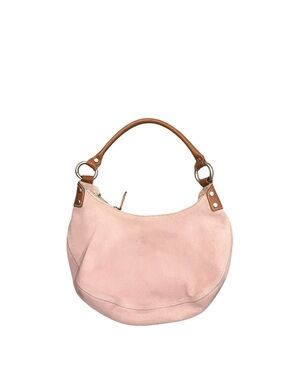 GAP Blush Pink Suede Hobo with Brown Top Handle